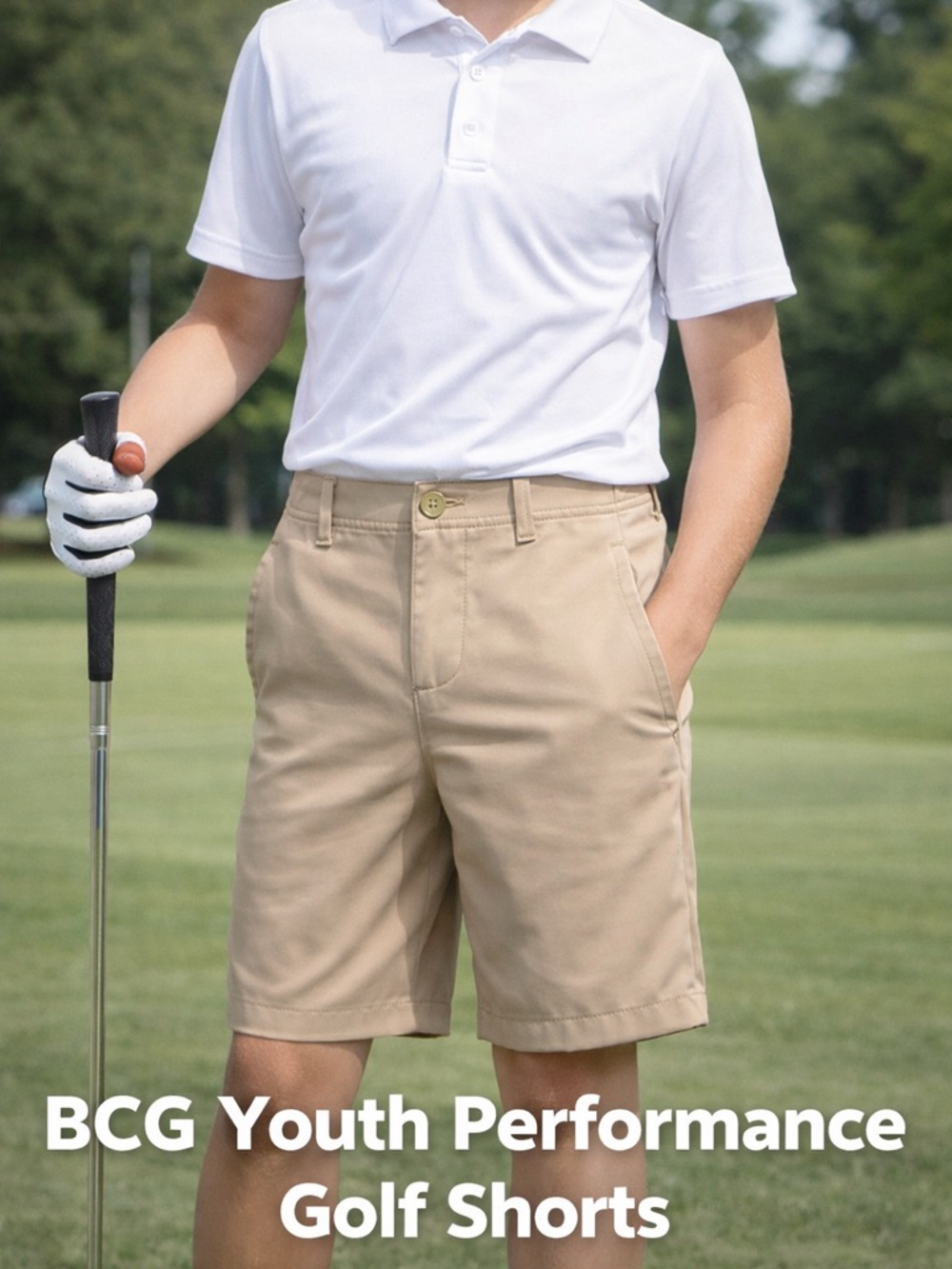 BCG Youth Small Khaki Performance Shorts Dri Fit Golf School Uniform - Picture 2 of 6